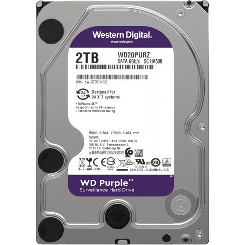 [아마존베스트]Western Digital 2TB WD Purple Surveillance Internal Hard Drive - 5400 RPM Class, SATA 6 Gb/s, , 64 MB Cache, 3.5 - WD20PURZ