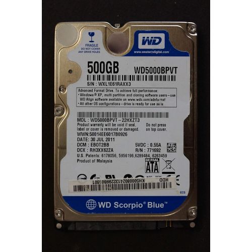  Western Digital WD5000BPVT, DELL SCORPIO BLUE 500GB 5400 RPM 2.5 SATA HARD DRIVE