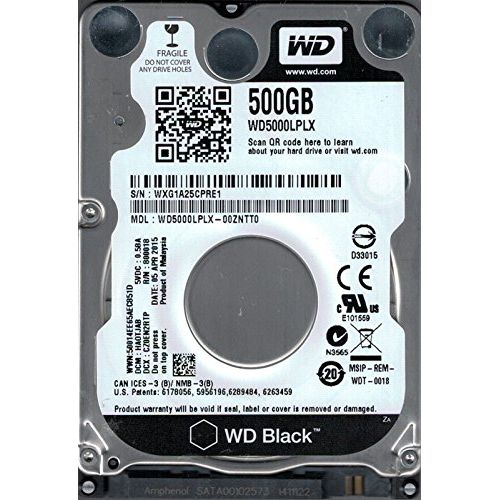  WD5000LPLX-00ZNTT0 DCM: HA0TJAB WXG1A Western Digital 500GB