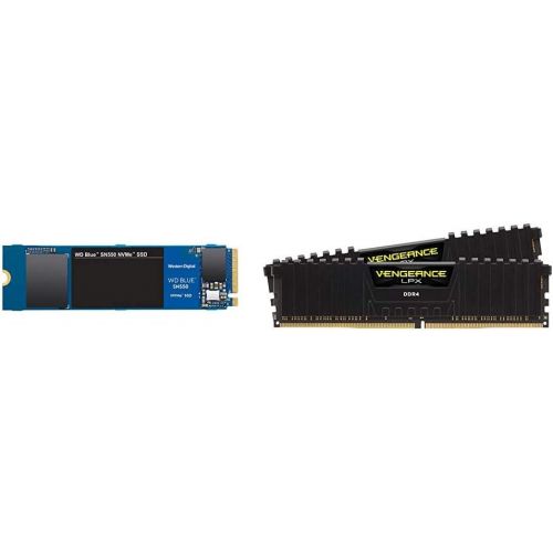  Western Digital WD Blue SN550 1TB NVMe Internal SSD - Gen3 x4 PCIe 8Gb/s, M.2 2280, 3D NAND, Up to 2,400 MB/s - WDS100T2B0C & Corsair Vengeance LPX 16GB (2x8GB) DDR4 DRAM 3200MHz C16 Desktop Memor