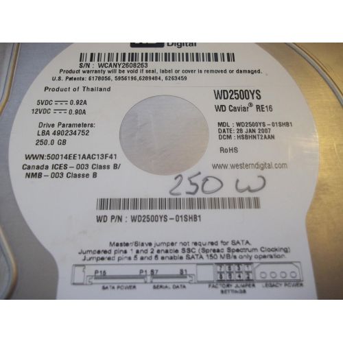  Western Digital WD 250GB SATA2 Bulk/OEM Hard Drive WD2500YS