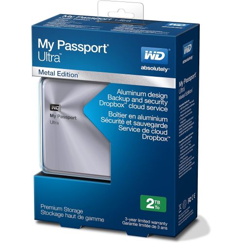  Western Digital WD 2TB Silver My Passport Ultra Metal Edition Portable External Hard Drive - USB 3.0 - WDBEZW0020BSL-NESN