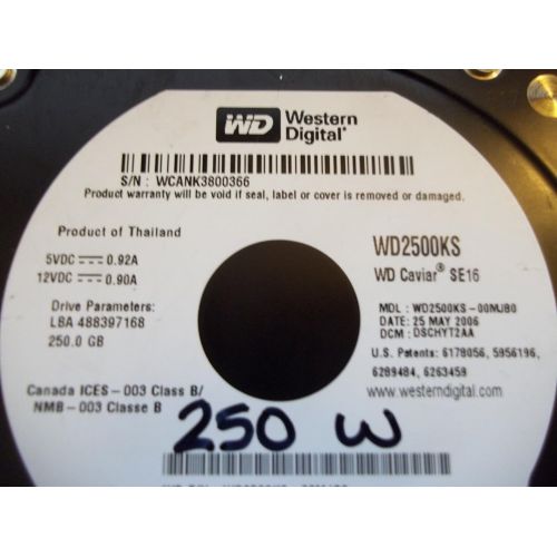  Western Digital Caviar 250GB SATA Hard Drive 16 MB Cache (WD2500KS)