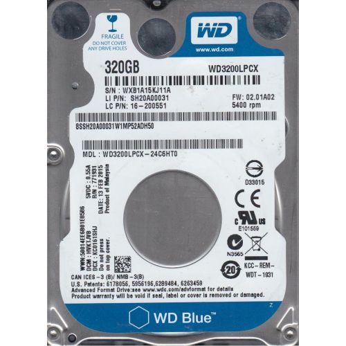  WD3200LPCX-24C6HT0, DCM HVKTJVB, Western Digital 320GB SATA 2.5 Hard Drive