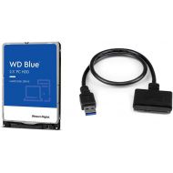 Western Digital 1TB WD Blue Mobile Hard Drive & StarTech USB3S2SAT3CB SATA to USB Cable USB 3.0 to 2.5” SATA III Hard Drive Adapter External Converter for SSD/HDD Data Transfer