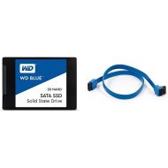 Western Digital WD Blue 3D NAND 500GB PC SSD - SATA III 6 Gb/s, 2.5/7mm - WDS500G2B0A & Monoprice 18-Inch SATA III 6.0 Gbps Cable with Locking Latch and 90-Degree Plug - Blue