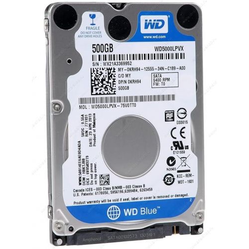 Western Digital Dell WD5000LPVX Blue 7mm 500GB SATA 6Gbp/s 2.5 Laptop Hard Drive