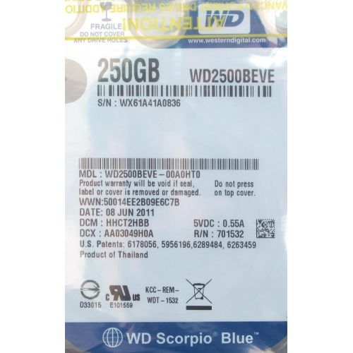  Western Digital Scorpio Blue WD2500BEVE Hard Drive - 250GB - 5400rpm - Internal