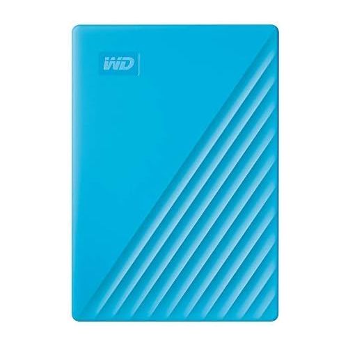  Western Digital WD 4TB My Passport USB 3.2 Gen 1 Slim Portable External Hard Drive (2019, Sky) + Compact Hard Drive Case (Sky) (4TB, Sky Blue)