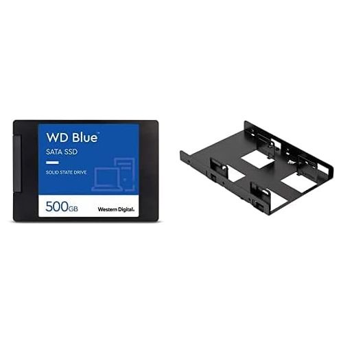  Western Digital WD Blue 3D NAND 500GB PC SSD - SATA III 6 Gb/s, 2.5/7mm - WDS500G2B0A & Corsair Dual SSD Mounting Bracket 3.5 CSSD-BRKT2