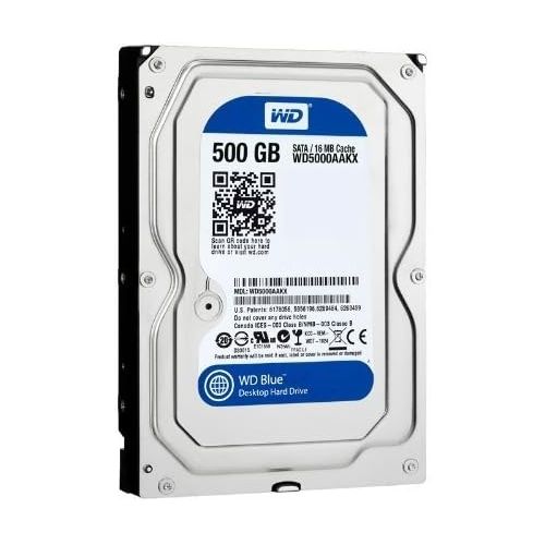 Western Digital WD Blue 500GB Desktop Hard Disk Drive - 7200 RPM SATA 6 Gb/s 16MB Cache 3.5 Inch - WD5000AAKX