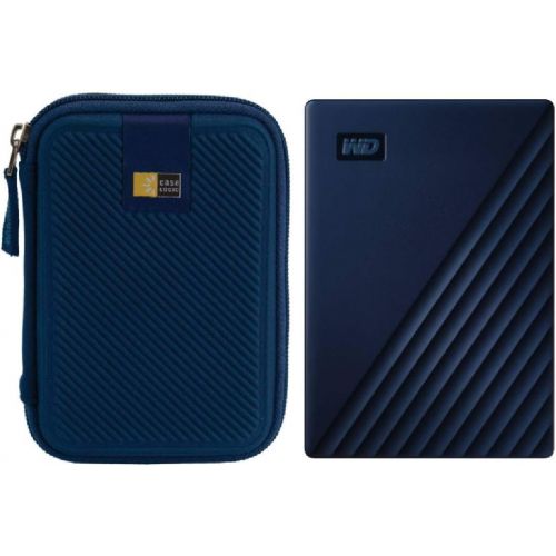  Western Digital WD 2TB My Passport for Mac USB 3.0 Slim Portable External Hard Drive (Midnight Blue) + Compact Hard Drive Case (Navy Blue) (2TB, Midnight Blue)