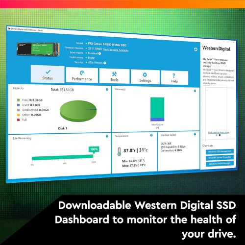  Western Digital 240GB WD Green SN350 NVMe Internal SSD Solid State Drive - Gen3 PCIe, M.2 2280, Up to 2,400 MB/s - WDS240G2G0C