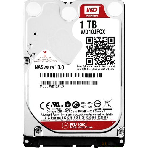  Western Digital 1TB WD Red Plus NAS Internal Hard Drive - 5400 RPM Class, SATA 6 Gb/s, CMR, 16 MB Cache, 2.5 - WD10JFCX