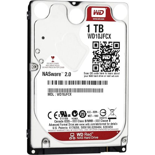  Western Digital 1TB WD Red Plus NAS Internal Hard Drive - 5400 RPM Class, SATA 6 Gb/s, CMR, 16 MB Cache, 2.5 - WD10JFCX