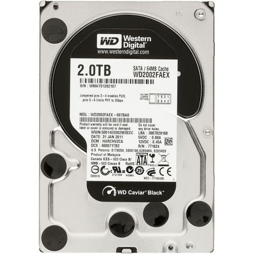  Western Digital Caviar Black 2 TB SATA III 7200 RPM 64 MB Cache Bulk/OEM Internal Desktop Hard Drive - WD2002FAEX