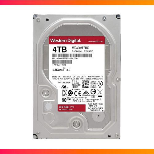  Western Digital 4TB WD Red Pro NAS Internal Hard Drive HDD - 7200 RPM, SATA 6 Gb/s, CMR, 256 MB Cache, 3.5 - WD4003FFBX