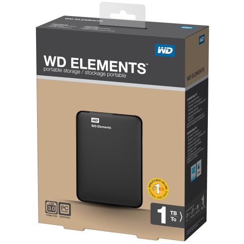  Western Digital WD 1TB WD Elements Portable USB 3.0 Hard Drive Storage (WDBUZG0010BBK-EESN)