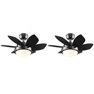 Westinghouse Lighting 7224300 Quince Two-Light 24-Inch Reversible Six-Blade Indoor Ceiling Fan, Gun Metal with Opal Frosted Glass (Quince Gun Metal - 2 Pack)
