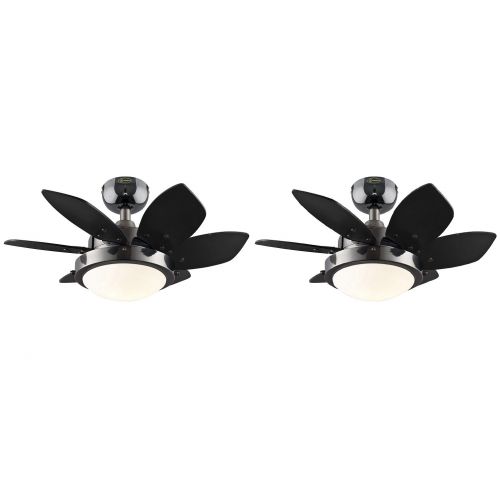  Westinghouse Lighting 7224300 Quince Two-Light 24-Inch Reversible Six-Blade Indoor Ceiling Fan, Gun Metal with Opal Frosted Glass (Quince Gun Metal - 2 Pack)