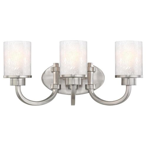  Westinghouse 6308100 Ramsgate Three-Light Indoor Wall Fixture, Brushed Nickel Finish with Ice Glass