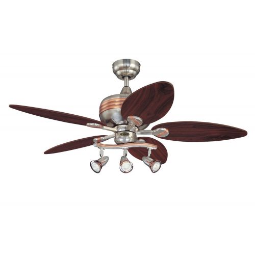 Westinghouse 7226520 Xavier 44-Inch Five-Blade Indoor Ceiling Fan with Three Spotlights, Brushed Nickel with Copper Accents - 2 Pack