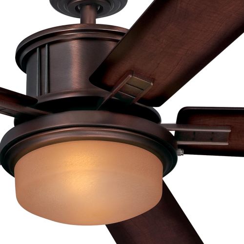  Westinghouse 7201400 Goodwin Two-Light 52 Reversible Plywood Five-Blade Indoor Ceiling Fan, Oil Brushed Bronze with Amber Mist Glass