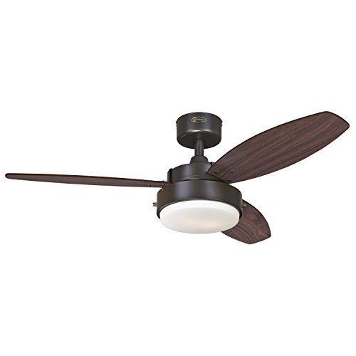  Westinghouse 7201900 Alloy Two-Light 42 Reversible Three-Blade Indoor Ceiling Fan, Oil Rubbed Bronze with Opal Frosted Glass - Pack 2