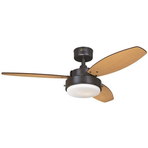  Westinghouse 7201900 Alloy Two-Light 42 Reversible Three-Blade Indoor Ceiling Fan, Oil Rubbed Bronze with Opal Frosted Glass - Pack 2