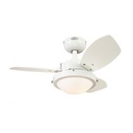 Westinghouse 7247200 Wengue Two-Light Reversible Three-Blade Indoor Ceiling Fan, 30-Inch, White Finish with Opal Frosted Glass - 2 Pack