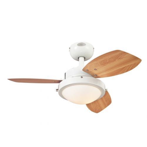  Westinghouse 7247200 Wengue Two-Light Reversible Three-Blade Indoor Ceiling Fan, 30-Inch, White Finish with Opal Frosted Glass - 2 Pack