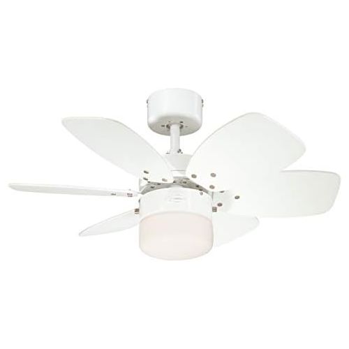  Westinghouse Lighting Flora Royale/ 76 cm, 6 MDF Fluegel in Ahorn, Einzellampe mit Opalmilchglas, weiss/hellem 7242440