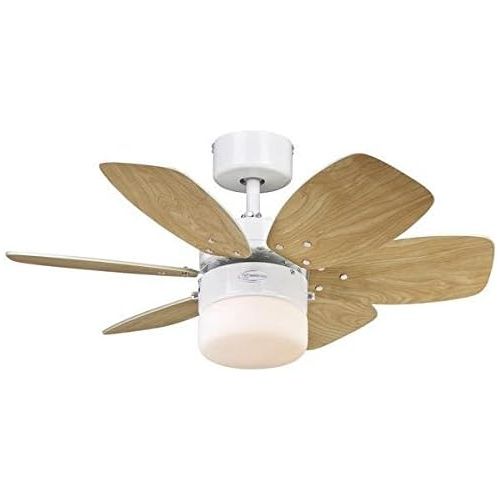  Westinghouse Lighting Flora Royale/ 76 cm, 6 MDF Fluegel in Ahorn, Einzellampe mit Opalmilchglas, weiss/hellem 7242440