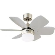 Westinghouse Lighting 76 cm Deckenventilator Flora Royale 78788 mit Einzelleuchte und sechs Fluegeln, Ausfuehrung in seidenmattem Chrom mit Opalmilchglas