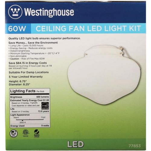 [아마존베스트]Westinghouse Lighting 77853 1LGT WHT School Kit Frosted White Schoolhouse Ceiling Fan