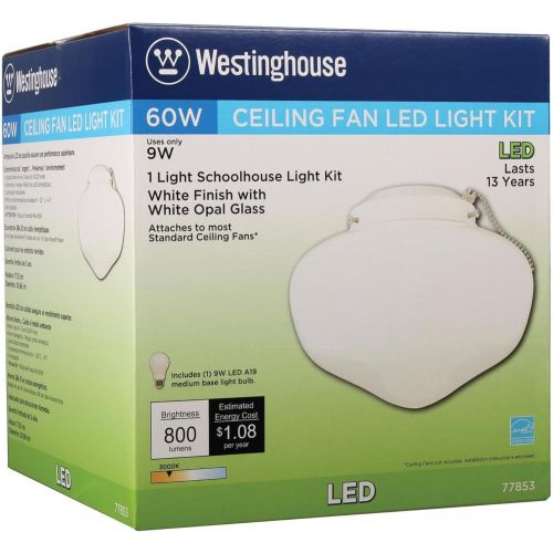  [아마존베스트]Westinghouse Lighting 77853 1LGT WHT School Kit Frosted White Schoolhouse Ceiling Fan