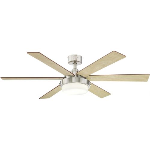  [아마존베스트]Westinghouse Lighting 7205100 Alloy II inch Indoor Ceiling Fan, LED Light Kit with Opal Frosted Glass, 52 Brushed Nickel