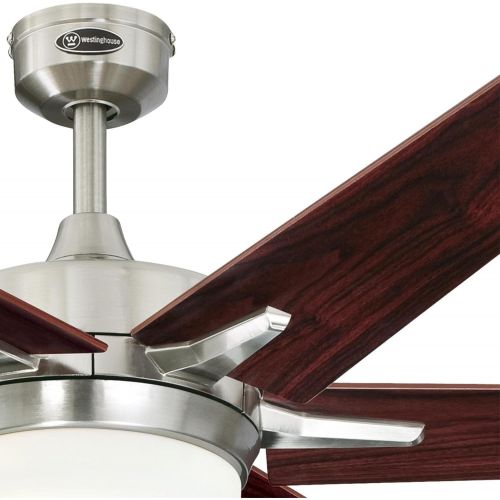  [아마존베스트]Westinghouse Lighting 7207700 Cayuga 60-inch Brushed Nickel Indoor Ceiling Fan, Dimmable LED Light Kit with Opal Frosted Glass