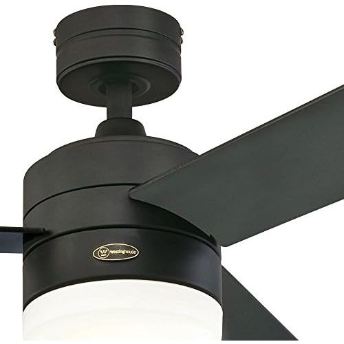  Westinghouse Lighting 7205900 Alta Vista 52-Inch Matte Black Indoor Ceiling Fan, Dimmable LED Light Kit with Opal Frosted Glass, Remote Control Included