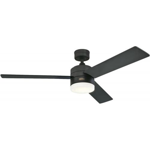  Westinghouse Lighting 7205900 Alta Vista 52-Inch Matte Black Indoor Ceiling Fan, Dimmable LED Light Kit with Opal Frosted Glass, Remote Control Included