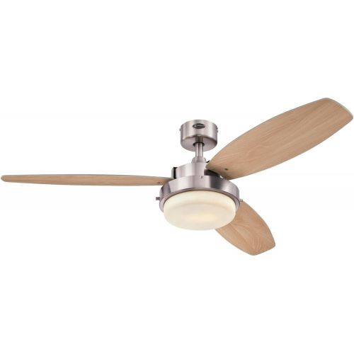  Westinghouse Lighting 7209000 Alloy LED Ceiling Fan, 52 Inch, Brushed Nickel