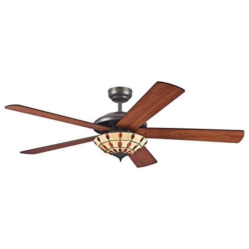  [아마존베스트]Westinghouse Lighting Westinghouse Comet Tiffany 7248540 Ceiling Fan with Lighting A++ to E Metal 60 W E14 Espresso 132 x 132 x 38 cm