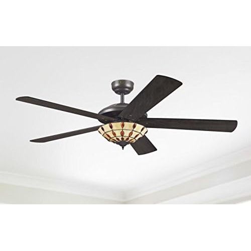  [아마존베스트]Westinghouse Lighting Westinghouse Comet Tiffany 7248540 Ceiling Fan with Lighting A++ to E Metal 60 W E14 Espresso 132 x 132 x 38 cm