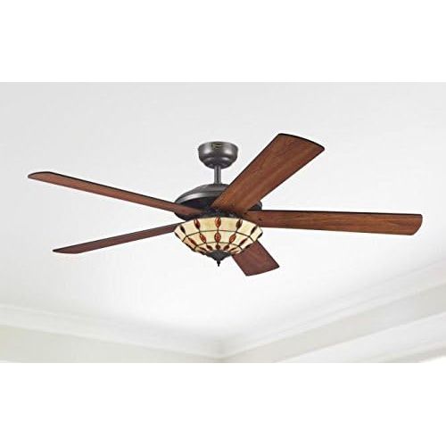  [아마존베스트]Westinghouse Lighting Westinghouse Comet Tiffany 7248540 Ceiling Fan with Lighting A++ to E Metal 60 W E14 Espresso 132 x 132 x 38 cm