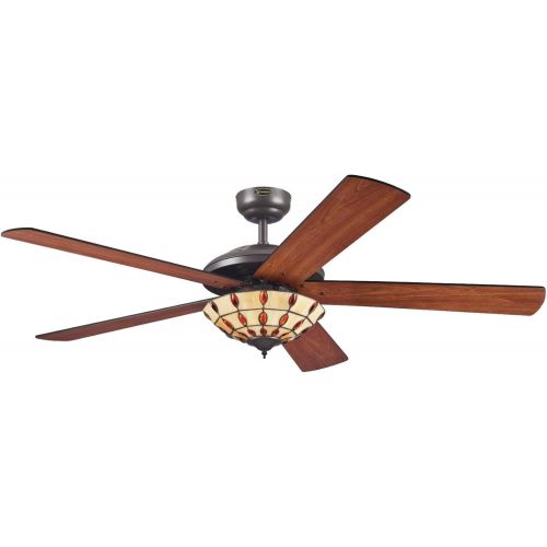  [아마존베스트]Westinghouse Lighting Westinghouse Comet Tiffany 7248540 Ceiling Fan with Lighting A++ to E Metal 60 W E14 Espresso 132 x 132 x 38 cm