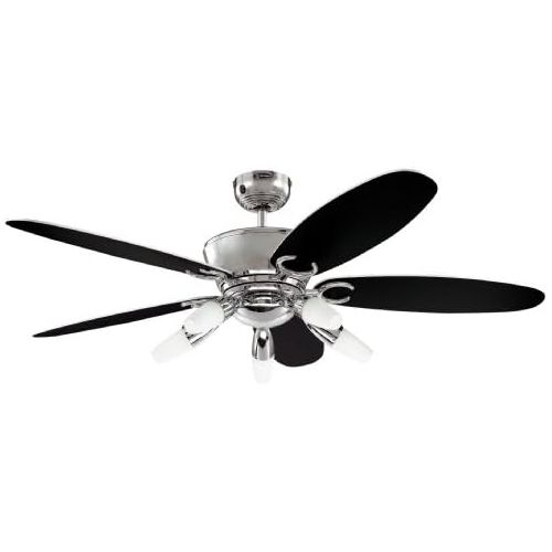  [아마존베스트]Westinghouse Lighting Westinghouse Arius 132 cm/ 52-inches Ceiling Fans, Chrome-White/ Black