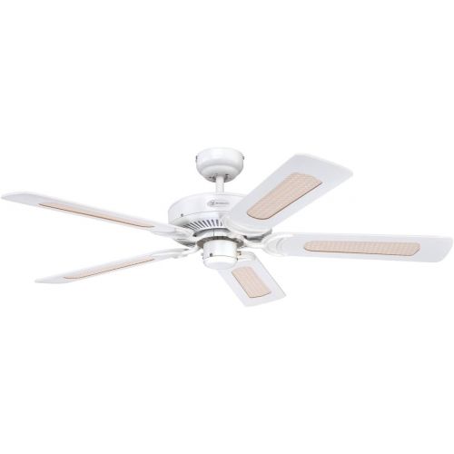  [아마존베스트]Westinghouse Lighting Lighting Monarch Westinghouse Ceiling FAN - 122 CM Diameter with Rotating blade: wicker / Pull Cord White 7826940