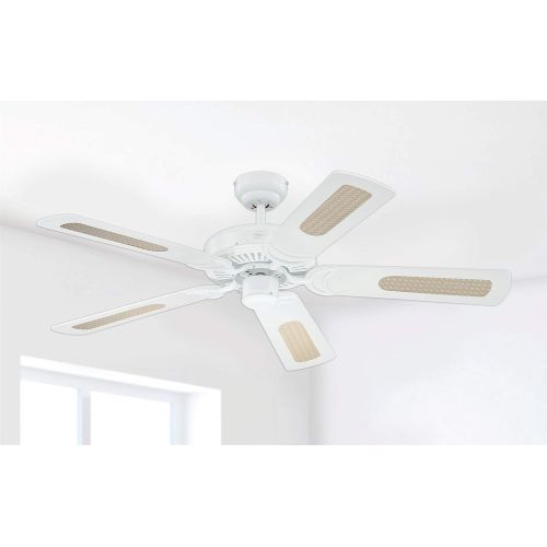  [아마존베스트]Westinghouse Lighting Lighting Monarch Westinghouse Ceiling FAN - 122 CM Diameter with Rotating blade: wicker / Pull Cord White 7826940