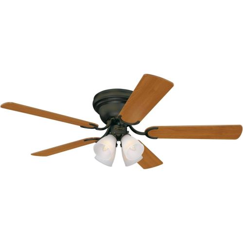  Westinghouse 7216200 Contempra IV 52-Inch Oil Rubbed Bronze Indoor Ceiling Fan, Light Kit with Frosted Ribbed Glass, (Includes Bulbs)