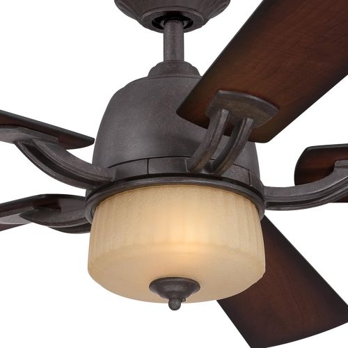  Westinghouse 7201800 Ripley Two-Light 52-Inch Reversible Five-Blade Indoor Ceiling Fan, Brownstone with Amber Mist